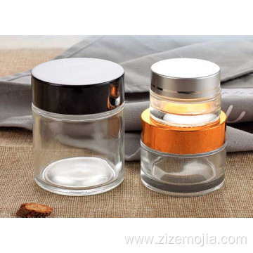 Clear empty glass cosmetic jar containers